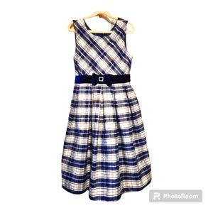 💫Jona Michelle navy and white plaid party dress- size 10